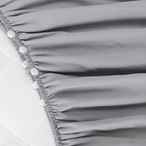 Waterproof Crib Mattress Protector Pad & Crib Skirt Grey Pleated Dust Ruffle