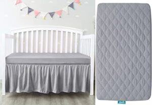 waterproof crib mattress protector & crib skirt [light grey]