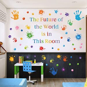 Colorful Inspirational Quotes Wall Decals Vinyl Paint Splatter Handprint Wall Stickers Motivational Sticker Positive Saying Wall Decals for Classroom School Kids Bedroom Playroom Nursery Wall Decor