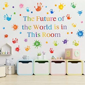 Colorful Inspirational Quotes Wall Decals Vinyl Paint Splatter Handprint Wall Stickers Motivational Sticker Positive Saying Wall Decals for Classroom School Kids Bedroom Playroom Nursery Wall Decor