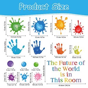 Colorful Inspirational Quotes Wall Decals Vinyl Paint Splatter Handprint Wall Stickers Motivational Sticker Positive Saying Wall Decals for Classroom School Kids Bedroom Playroom Nursery Wall Decor