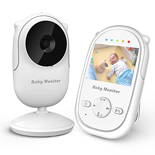 Newbaby Video Baby Monitor with Digital Color Camera, Wireless View Video, Two-Way Talk, Lullabies, Infrared Night Vision, Temperature Monitoring, Feeding Alarm (WhiteSM25) SM25