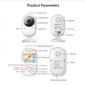 Newbaby Video Baby Monitor with Digital Color Camera, Wireless View Video, Two-Way Talk, Lullabies, Infrared Night Vision, Temperature Monitoring, Feeding Alarm (WhiteSM25) SM25