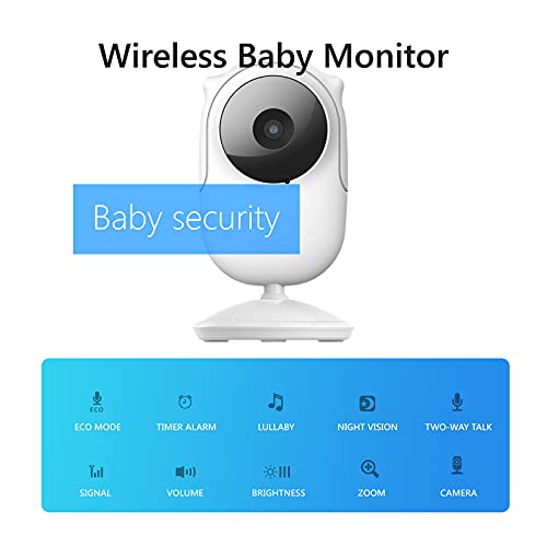 Newbaby Video Baby Monitor with Digital Color Camera, Wireless View Video, Two-Way Talk, Lullabies, Infrared Night Vision, Temperature Monitoring, Feeding Alarm (WhiteSM25) SM25