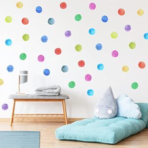 Polka Dot Decals (48 Decals), Watercolor Polka Dots Wall Decals Sticker for Nursery Kids Bedroom Classroom Decor or Girls Room Wall Decals, Kids Wall Decals, Colorful Wall Stickers Baby Room Decor