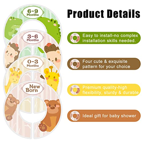 Upain Baby Closet Size Dividers for Clothes Set of 8 Nursery Floral Animal Starry Sky Clothes Organizer by Size/Ages from Newborn to Toddlers Wardrobe Hanger Dividers for Unisex Baby Girls Boys