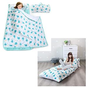 toddler nap mat with pillow and fleece blanket & floor lounger reading pillow mattress bed cover, whale