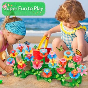 YEEBAY Flower Garden Building Toys for Girls Age 3, 4, 5, 6, 7 Year Old - STEM Toy Gardening Pretend Toys for Kids - Stacking Game for Toddlers Play Set - Educational Activity for Preschool (148 PCS)