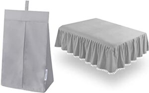 springspirit crib skirt with lovely pompoms & diaper organizer hanging diaper stacker light grey