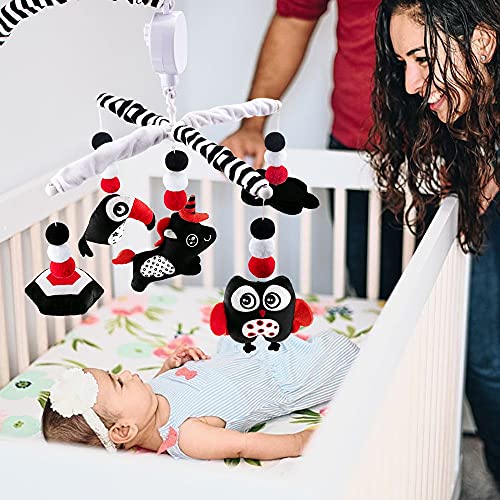 teytoy Baby Crib Mobile Unisexbaby, Nursery Baby Mobile for Crib, High Contrast Black & White for Girls Boys 0-24 Months Infant Newborn Montessori Portable Cot Mobile Decor Hanging Rotating Plush Toys