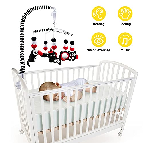 teytoy Baby Crib Mobile Unisexbaby, Nursery Baby Mobile for Crib, High Contrast Black & White for Girls Boys 0-24 Months Infant Newborn Montessori Portable Cot Mobile Decor Hanging Rotating Plush Toys