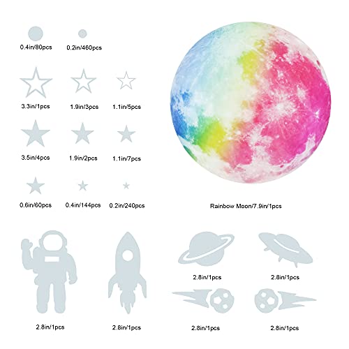 Glow in The Dark Stars for Ceiling, Glowing Stars and Planets, Glow Dark Stars Wall Stickers, Stars & Moon Galaxy Space Wall Decals, Rocket Astronaut Kids Girls Boys Bedroom Wall Decors