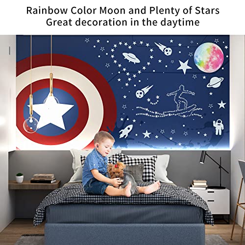 Glow in The Dark Stars for Ceiling, Glowing Stars and Planets, Glow Dark Stars Wall Stickers, Stars & Moon Galaxy Space Wall Decals, Rocket Astronaut Kids Girls Boys Bedroom Wall Decors