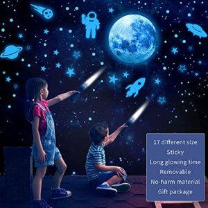 Glow in The Dark Stars for Ceiling, Glowing Stars and Planets, Glow Dark Stars Wall Stickers, Stars & Moon Galaxy Space Wall Decals, Rocket Astronaut Kids Girls Boys Bedroom Wall Decors