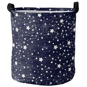 space decor large laundry hamper collapsible with handles, waterproof dirty clothes hamper baby nursery for kids room dorm storage, night sky theme abstract style star pattern