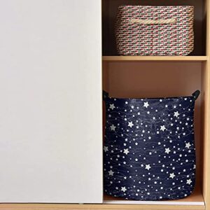 Space Decor Large Laundry Hamper Collapsible with Handles, Waterproof Dirty Clothes Hamper Baby Nursery for Kids Room Dorm Storage, Night Sky Theme Abstract Style Star Pattern