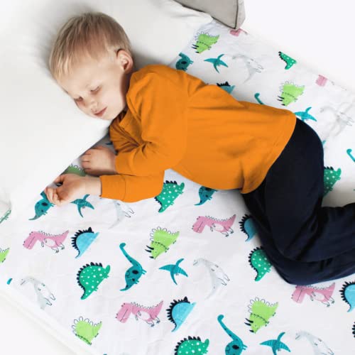 Hygge Sheets Potty Training Pads - 100% Waterproof - Bed Wetting Pads for Twin and Toddler Beds - Reusable, Non Slip and Easy to Change at Night - Includes Free Children's E-Book - Dinosaur