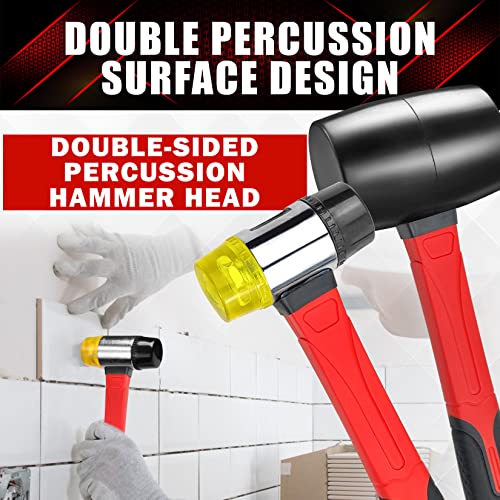 YIYITOOLS 3 Pcs Hammer Set,16oz Rubber Mallet,16oz Claw Hammer and 40mm Double Faced Soft Hammer With Shock Reduction Grip Fit for Indoor and Outdoor Furniture Decoration