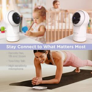 Hubble View Pro Twin 5" Video Baby Monitor with Camera and Audio, NightVision Baby Monitor with 2 Cameras Split Screen & Pan Tilt Zoom; 2Way Talk, Lullabies & Room Temp Sensor, Baby Monitor no WiFi