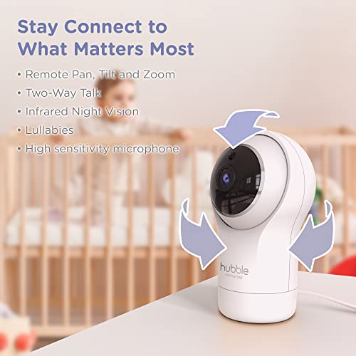 Hubble View Pro Twin 5" Video Baby Monitor with Camera and Audio, NightVision Baby Monitor with 2 Cameras Split Screen & Pan Tilt Zoom; 2Way Talk, Lullabies & Room Temp Sensor, Baby Monitor no WiFi