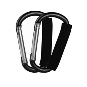 stroller hooks by baby,2 pcs carabiner stroller hook organizer for hanging purses, diaper bag, shopping bags. clip fits single/twin travel systems, car seats and joggers (black)