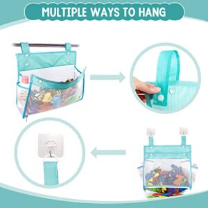 Yuehuam 2Pcs Bath Toy Organizer Mesh Bag Bottom Zippered Bathtub Toy Holder Storage Bag Multiple Ways to Hang for Storing Toys Diapers Clothes