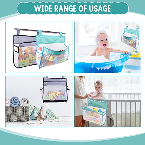 Yuehuam 2Pcs Bath Toy Organizer Mesh Bag Bottom Zippered Bathtub Toy Holder Storage Bag Multiple Ways to Hang for Storing Toys Diapers Clothes