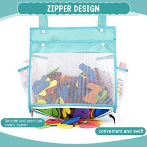 Yuehuam 2Pcs Bath Toy Organizer Mesh Bag Bottom Zippered Bathtub Toy Holder Storage Bag Multiple Ways to Hang for Storing Toys Diapers Clothes