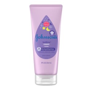 johnson's baby bedtime moisturizing body cream, relaxing aromas, night time baby massage cream for dry skin relief, hypoallergenic, no parabens, phthalates or dyes, 8 fl. oz