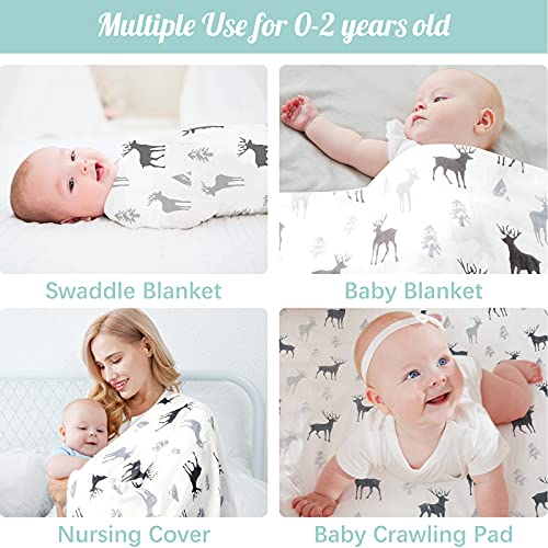 Baby Swaddle Blankets Newborn Soft Bamboo Muslin Swaddle Blankets for Boys and Girls,Unisex Swaddle Receiving Blanket,47 x 47 inches, Large Muslin Blanket, 4 Pack