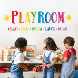 mfault large playroom rule wall decals stickers, inspirational create share imagine laugh dream quotes nursery classroom decoration neutral bedroom art, motivational words toddler kids room home decor