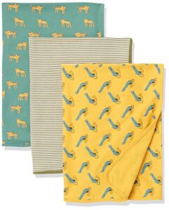 amazon essentials unisex kids' swaddle blankets, pack of 3, 3-pack green jungle, one size