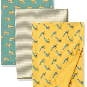 Amazon Essentials Unisex Kids' Swaddle Blankets, Pack of 3, 3-Pack Green Jungle, One Size