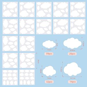 125 Pieces Cloud Wall Decor Cloud Stickers Cloud Wall Decals White Clouds Peel and Stick Cloud Decals for Walls Removable Wall Stickers for Baby Kids Nursery Living Room Play Story Room, 16 Sheets