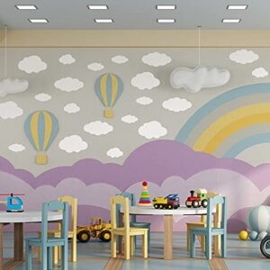 125 Pieces Cloud Wall Decor Cloud Stickers Cloud Wall Decals White Clouds Peel and Stick Cloud Decals for Walls Removable Wall Stickers for Baby Kids Nursery Living Room Play Story Room, 16 Sheets