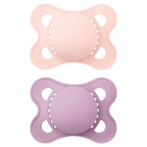 mam original matte baby pacifier, nipple shape helps promote healthy oral development, sterilizer case, 2 pack, 0-6 months, girl,2 count (pack of 1)