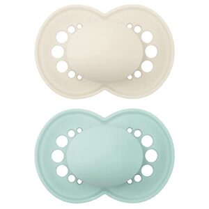 mam original matte pacifier (1 sterilizing pacifier case), pacifiers 6 plus months, unisex baby pacifier, best pacifiers for breastfed babies, sterilizing storage case, 6-16 months (pack of 2)