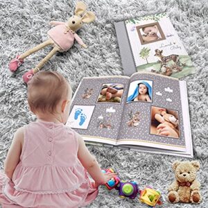 Holoary First 5 Years Baby Memory Book, 76 Colourful Illustrated Journal Pages Baby Record Book Album, Keepsake for Newborn Baby Boy or Baby Girl, Woodland Animals Design
