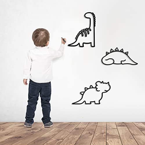 3 Pcs Dinosaur Wall Decor Dino Geometric Wooden Wall Art Nursery Room Decorations for Baby Boys Girls Toddlers Kids Bookshelf Bathroom Bedroom Classroom Playroom Living Room Modern Minimalist Design