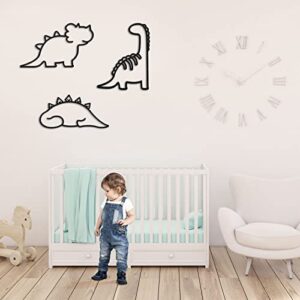 3 Pcs Dinosaur Wall Decor Dino Geometric Wooden Wall Art Nursery Room Decorations for Baby Boys Girls Toddlers Kids Bookshelf Bathroom Bedroom Classroom Playroom Living Room Modern Minimalist Design