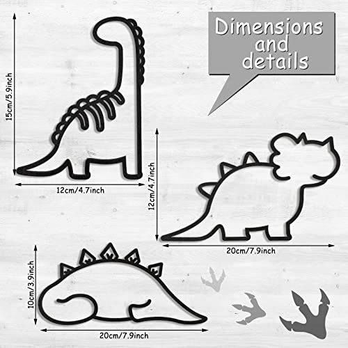 3 Pcs Dinosaur Wall Decor Dino Geometric Wooden Wall Art Nursery Room Decorations for Baby Boys Girls Toddlers Kids Bookshelf Bathroom Bedroom Classroom Playroom Living Room Modern Minimalist Design