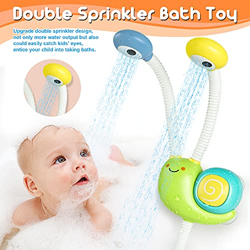 Dwi Dowellin Bath Toys for Baby Toddlers, Upgrade Electric Shower Head Baby Bath Toys Double Sprinkler Bathtub Tub Water Toys for Kids Preschool Child 18 Months and up