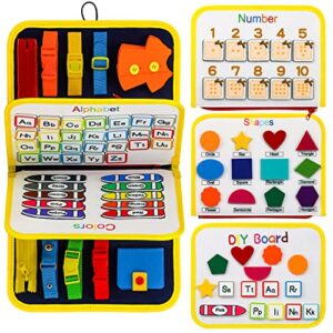 harvow felt montessori busy books for toddlers, busy boards multiple themes, portable autism toys can zipper removable, easy reusable for preschool sensory busy activities learning toy