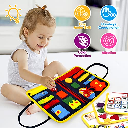 HarVow Felt Montessori Busy Books for Toddlers, Busy Boards Multiple Themes, Portable Autism Toys can Zipper Removable, Easy Reusable for Preschool Sensory Busy Activities Learning Toy