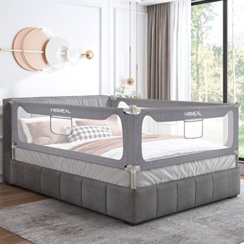 HOMEAL Bed Rail for Toddlers, Extra Tall Toddler Bed Rails, Baby Bed Rail Guard, Infant Safety Bed Guardrail, Bed Safety Rail fits Twin, Queen & King Size Mattress (Grey, 78.7",1 Piece)