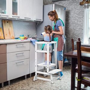 Step Stool for Kids, Adjustable Toddler Tower, Wooden Toddler Step Stool, Kids Step Stool for Kitchen and Bathroom