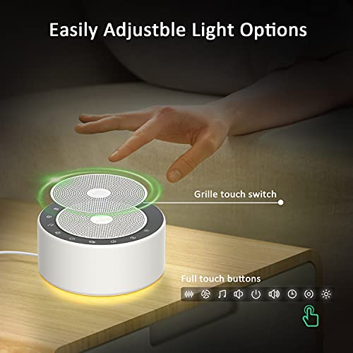 Fitniv White Noise Machine, Sound Machine with 30 High Fidelity Soundtracks, Adjustable 7 Color Night Lights, Full Touch Metal Grille, Timer & Memory Features, Plug in, Sleep Machine for Baby Adults