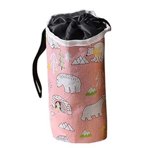 pzj-toy storage basket play mat small 2 in 1,foldable portable child toy storage bag,child toys organizer canvas,for home storage,games, pink bear