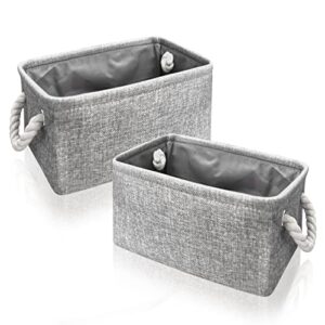 mubaimy organizing fabric storage basket box for shelves, nursery, decorative baskets(solid grey-2 pack, small-12.2 * 8.3 * 5.1inches)