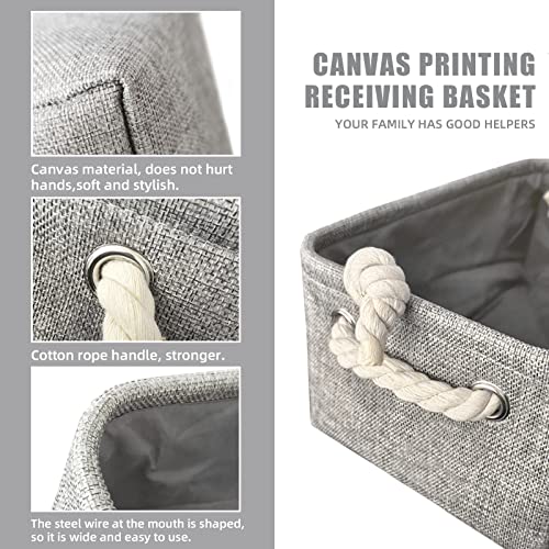 MUBAIMY Organizing Fabric Storage Basket Box for Shelves, Nursery, Decorative Baskets(Solid Grey-2 Pack, Small-12.2 * 8.3 * 5.1inches)